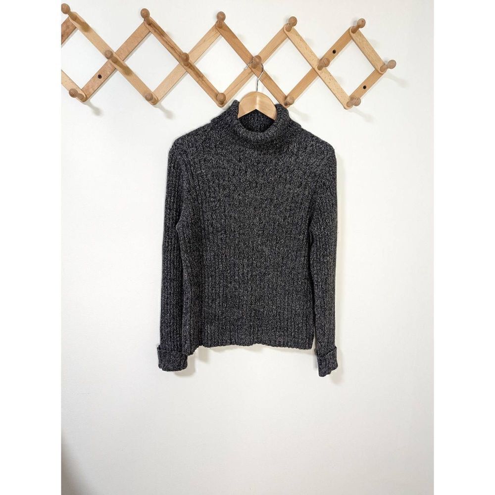 Eddie Bauer Gray Ribbed Knit Long Sleeve Turtleneck Sweater - Size L